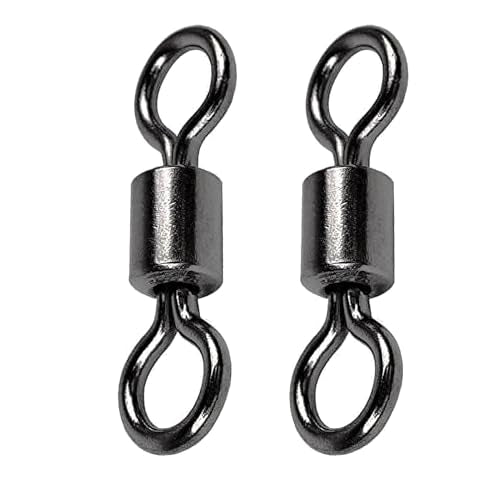 AMSYPORTS High Strength Fishing Swivel Connector Saltwater Freshwater Barrel Swivels Rolling Heavy Duty Swivels Fishing Copper Black Nickel - size: Size14 (9lb) 100 pcs