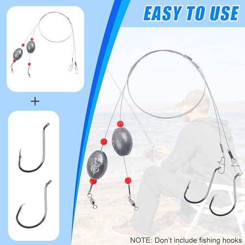 Carolina Rig Catfish Rig Saltwater Bottom Surf Fishing Rigs Flounder Rigs Wire Leaders with Egg Sinkers for Flounder Catfish Grouper Striped Bass Drum Redfish Fishing - size: 2 oz_4pcs