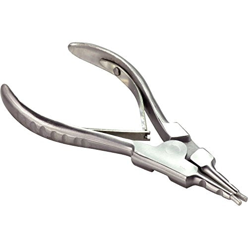 HTS 186P1 5.75" 2 Notch Bent Tip Stainless Steel Ring Opening Pliers - size: 186P1 5.75" 2 Notch Bent Tip