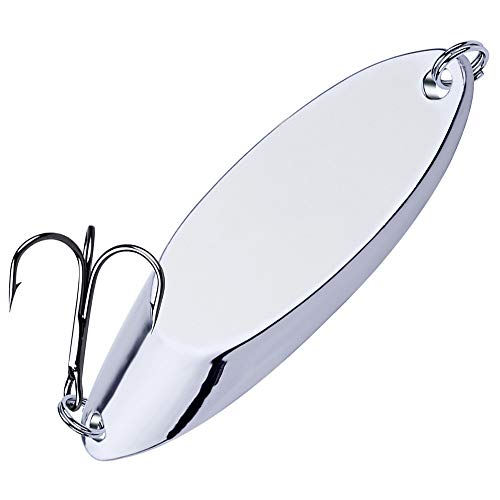 PROBEROS Fishing Spoons Lures Bass Baits Jigging Bait Tackle with Treble Hooks Hard Metal Spoon Fishing Lure Weight Pick 10 Pcs/Pack Silver Gold - color: 10PCS Silver, size: 7G-0.25OZ