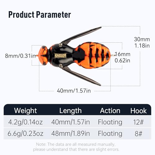 Kingdom Wasp Craw Bait Insect Bionic Floating Fishing Lures Swimbaits Hard Artificial Baits Lure for Freshwater and Saltwater Bass Carp Pike Walleye Fishing ABS Material Carbon Steel Three Book Hook - color: 04, size: 6.6g