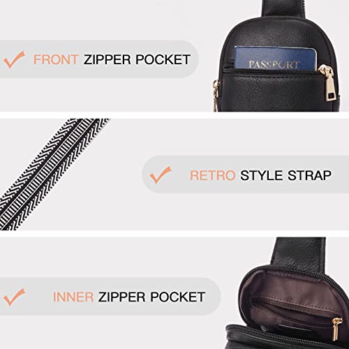 Telena Sling Bag for Women Crossbody Bags Purse for Women Vegan Leather Fanny Pack with Adjustable Strap - color: A-black