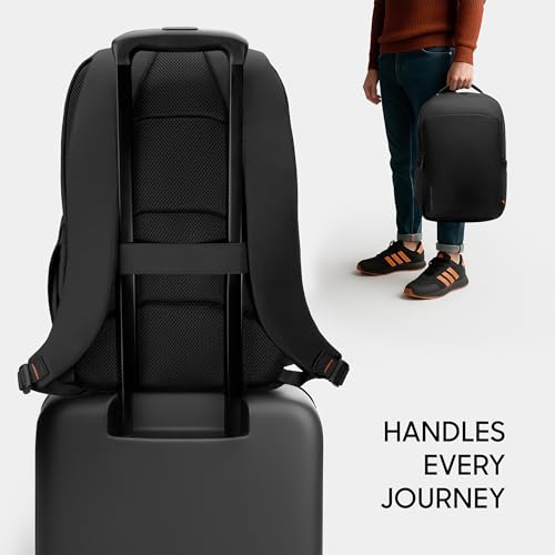 Sharper Image Laptop Backpack, 23L Heavy Duty & Water Resistant Travel Back Pack for Business Work, College School Bag for Men & Women, Fits 16” Computer, Black (Metro Collection)