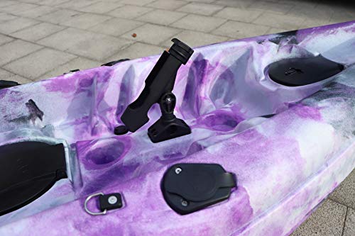 METER STAR Baitcaster/Fishing Rod Holder Spinning Rod Holder Black with 360-degree Adjustment Kayak Fishing Boat Power Lock Rod Holder and M6 304 Screws and Install Tools