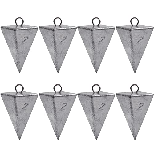 Pyramid Sinkers Fishing Weights Saltwater Pyramid Weights for Surf Fishing Gear Tackle 1oz 2oz 3oz 4oz 5oz 6oz 8oz - style: 2 Ounce, 8 Pack
