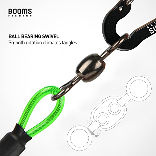 Booms Fishing T02 Fishing Pole Tether, Kayak Paddle Leash, Paddle Board Fishing Accessories, Heavy Duty Fishing Lanyard for Fishing Tools/Rods/Paddles - color: Green with 5.9" RB1 Belt, 2pcs