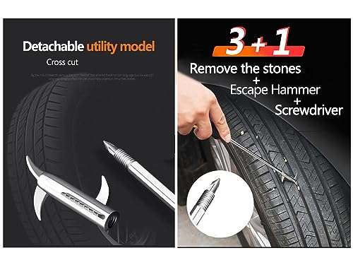 2 pcs Tire Cleaning Hook, Auto Remover Tire Stones Removing Tool for Car Motor Bike Tire Stainless Steel Hook Car Tire Cleaning Tools