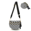 Crossbody Bags for Women, Checkered Bum Bag Crossbody, Spacious Nylon Shoulder Handbag Mom Bag (black-white checkered) - color: black-white checkered