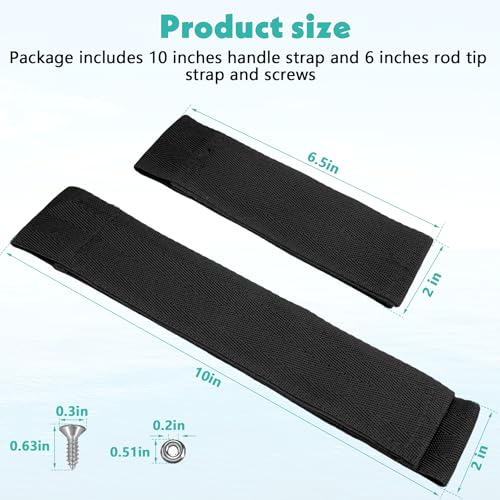 showingo 12760-7 Fishing Rod Straps Rod Straps For Boat Deck Boat Deck Rod Holder Set with 10-Inch Handle Strap and 6-Inch Rod Tip Strap