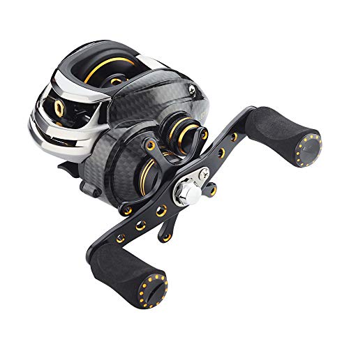 FISHDROPS Baitcasting Reels, 17+1BB Magnetic/Centrifugal Brake Systems Baitcaster Reel, High-Speed Gear Ratio 7.0 Ultra Smooth Low Profile Baitcast Fishing Reel - color: Dual Brake-Left Hand