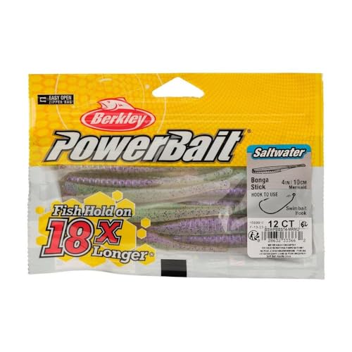 Berkley PowerBait Saltwater Bonga Stick Fishing Soft Bait, Irresistible Scent and Flavor, Ideal for Bass, Redfish, Trout and More - color: Mermaid, size: 4"