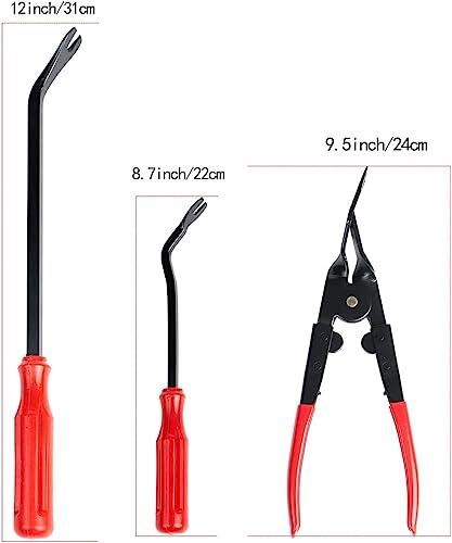 Hook and Pick Set with Case 13 Pcs - Clip Pliers & Fastener Remover, Gasket Scraper Tool, Magnetic Pick Up Tool, for Hose Removal Puller and Auto Upholstery Combo Repair Kit - size: 13set
