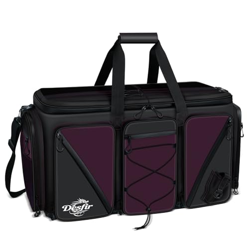 Handor Waterproof Fishing Tackle Bag, Large Saltwater Resistant Storage, 1000D PVC Material, Holds 3600 3700 Trays (Black and Purple, Large Bag) - color: Black and Purple, size: Large Bag