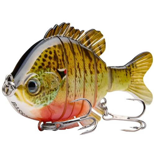 BASSDASH SwimPanfish Multi Jointed Panfish Bluegill Swimbaits Hard Topwater Bass Lures Fishing Lure Crank Saltwater 3.5in/0.85oz - color: Redbreast Pumpkinseed