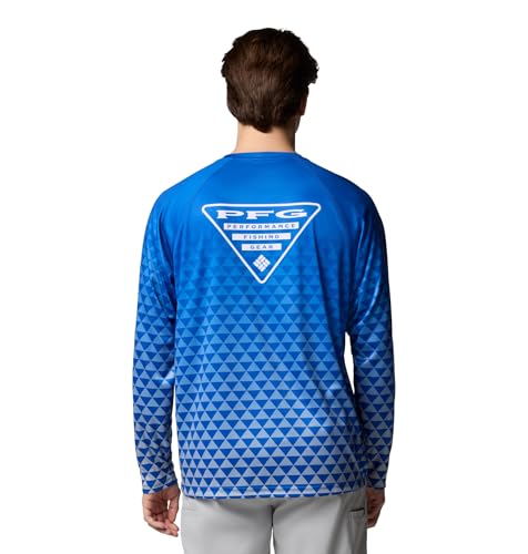 Columbia Men's Super Terminal Tackle PFG Fade Long Sleeve - color: Vivid Blue/Pfg Triangle Super Fade, size: X-Large