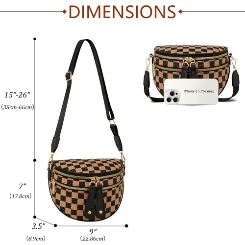 KKXIU Crossbody Sling Bag for Women Trendy Fanny Pack Vegan Leather Chest Bag | Trendy - color: 2-khaki