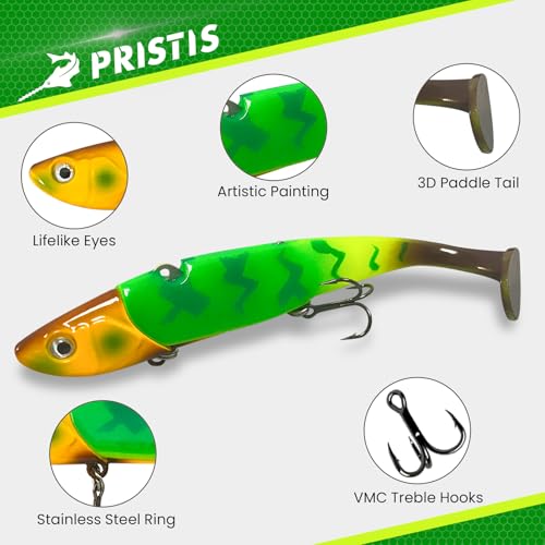 Pristis Jig Head Fishing Lures for Freshwater Saltwater, Weedless Swim Jig Teasers with Sharp Hooks & Exquisite Coating, Pre-Rigged Vibrating Swimbaits Kit Gear for Bass Crappie Walleye Trout Pike - color: Jig Head Soft Lure Color Set