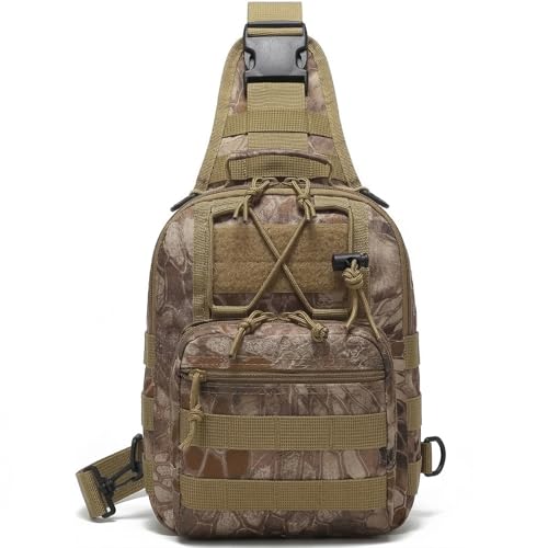 Viriber Tactical Backpack, Waterproof Military Cross-body Molle Sling Shoulder Backpack Chest Bag for Outdoor Every Day Carry Khaki CP - color: Khaki Cp