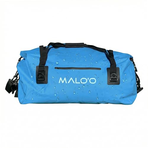 Malo’o Waterproof Dry Duffel, Heavy-Duty Roll Top Waterproof Gear Bag with Shoulder Strap & Molle Loops, Marine Duffel for Kayaking, Boating, Camping, Beach & Travel, Blue, 60L - color: Blue, size: 60L
