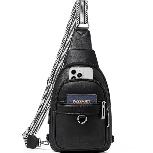 cakang Womens Sling Bag Crossbody Bags for Women Vegan Leather Sling Backpack Daypack Fanny Pack Crossbody Purse Travel - color: 1-black