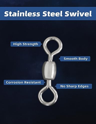 BLUEWING Stainless Steel Fishing Barrel Swivels 10pcs High Strength Line Lure Connector for Saltwater Freshwater, 303lbs - size: 303 lbs