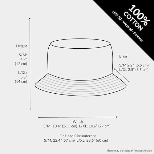 Cotton Bucket Hat Packable Sun Hat – Unisex Summer Travel Beach Fisherman Hat for Men Women Outdoor Fishing Hiking - color: 2. Light Denim, size: Small-Medium