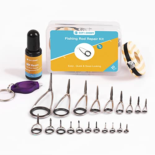 OJYDOIIIY Fishing Rod Eyelet Repair Kit Complete, Emergency Quick-Fix Fishing Pole Eyes Replacement Kit with Stainless Steel Guides for Spinning/Casting Rod - color: Spinning