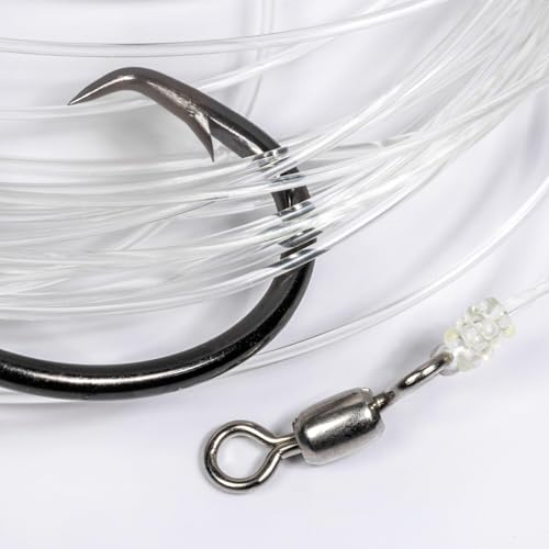 Mustad BlacktipH Live Bait Rig, Demon Wide Gap Circle Hook, Premium fluorocarbon Leader, Premium Rosco Swivel - size: Medium