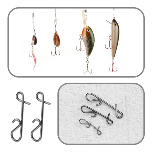 The Lord of the Tools 100PCS Fishing Knotless Connector 5 Sizes S-XXL Stainless Steel Knotless Cord Connector Fishing Accessories for Freshwater and Saltwater Fishing
