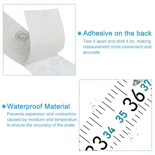 Fishing Ruler for Boat 51" Self-Adhesive Fish Measuring Decals 3 Pack Waterproof Self Adhesive Measuring Ruler Tape (White) - color: White