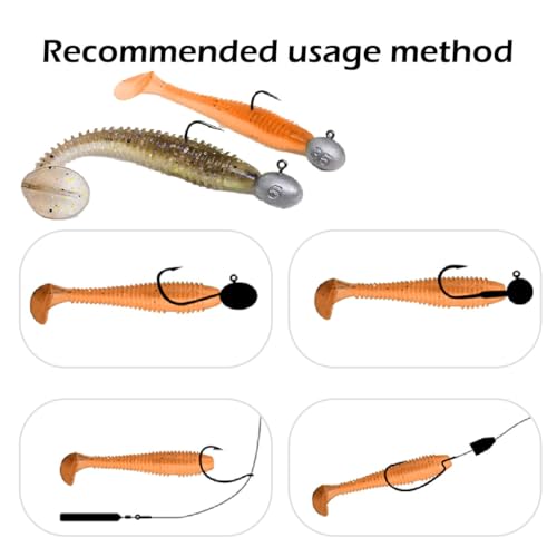 10 Pcs Paddle Tail Swimbaits Lures, 2 and 3 Inch Soft Plastic Fishing Lures Kit, Bass Fishing Lure Swim Baits with 6 Color, for Fishing Trout, Crappie, Bass, Redfish, Freshwater, Saltwater - color: Orange, size: 2 inch
