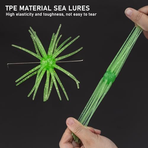 QualyQualy Urchin Bait for Bass Fishing, Floating TPE Creature Lures - 2.5'' / 3.6''/ 4'' /5.1'' Multi-Tentacle Soft Plastic Bait for Bass, Walleye, Pike - color: #08 White, size: S-10pcs