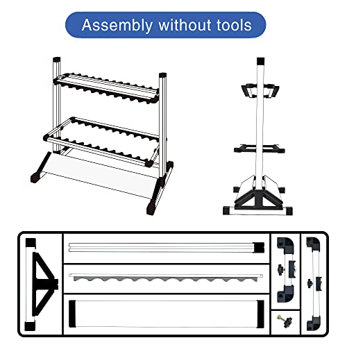 JOYWAVE Fishing Rod Holders,Aluminium Fishing Pole Holders,Portable Fishing Rod Rack,Holds Up to 24 Rods,Fishing Pole Vertical Ground Display Rack - color: White
