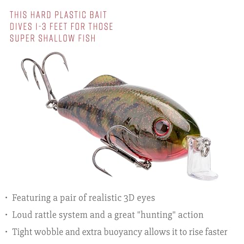 Strike King Hybrid Hunter Shallow Crankbait - color: 468 - Phantom Watermelon Seed Red Craw
