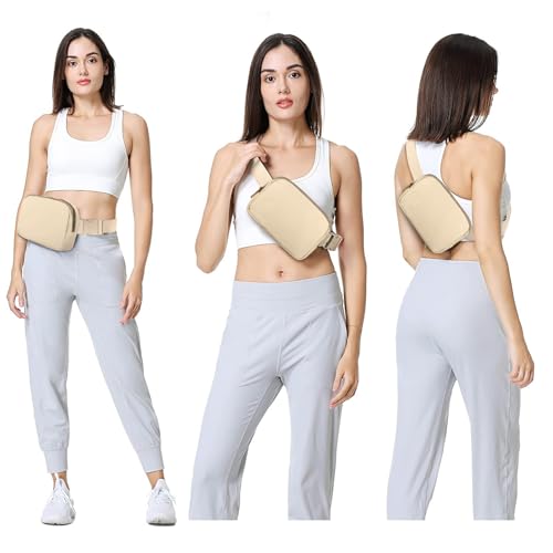 VOROLO Fanny Pack For Women And Men Crossbody Bag Belt Bag Khaki | Adjustable Strap Graduation Gifts Lightweight Travel Running - color: Khaki