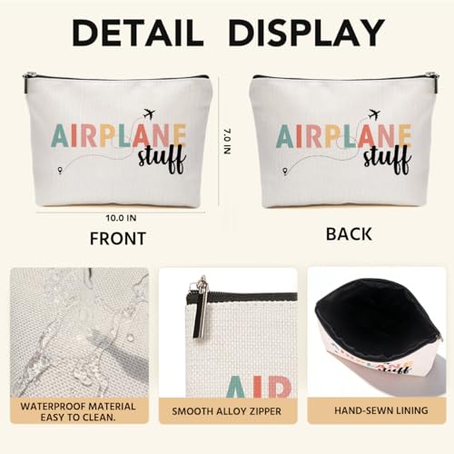 JIUWEIHU Humor Pilot Gifts Makeup Bag Aviation Gifts Flight Cosmetic Bags, Attendant Gift Flight Attendant Accessories Essentials Funny Christmas Birthday Gift for Women Airplane Lover - color: Multicolor 0073