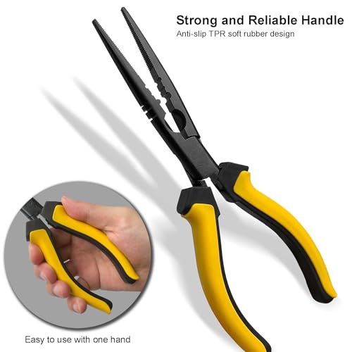 9-inch Fishing Pliers with Rust-resistant Teflon Coating, Fresh/Sea Fishing Tools, Comfortable Grip Fishing Gear for Fishing Trips - style: 9" Straight Nos