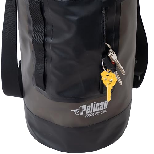 Pelican ExoDry 20L Medium Drybag - Waterproof - Shoulder Straps - Thick & Lightweight - Roll Top Dry Compression - Keeps Gear Dry for Kayaking, Rafting, Hiking and Fishing - Black - size: 20L