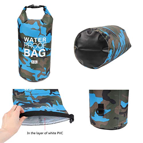Waterproof Dry Bag 2L/5L/10L/15L/20L/30L, Roll Top Sack Keeps Gear Dry for Kayaking, Rafting, Boating, Swimming, Camping, Hiking, Beach, Fishing with Free Waterproof Phone Case - color: Light Blue, size: 2L