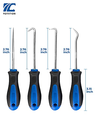 ROTATION Precision Hook and Pick Set for Automotive | 4-Piece Hand Tools - color: Blue