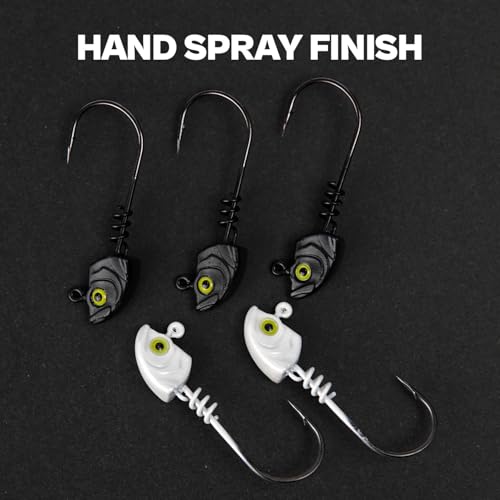 15-Pack Screw Lock Swimbait Jig Heads – 3D Chartreuse Eyes 1/8 3/16 1/4 3/8 1/2 oz, 3/0 & 4/0 Fishing Hooks - color: Black, size: 1/8oz - 15Pack