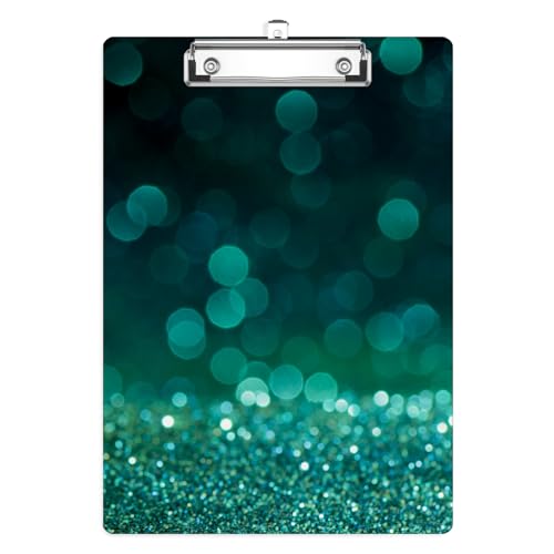 Green Glitter Clipboard, Fashion Decorative Clip Board with Metal Clip Cute Plastic Clipboards A4 Standard Size 8.5" x 12.5" for Nurses, Students, Office - color: Green Glitter