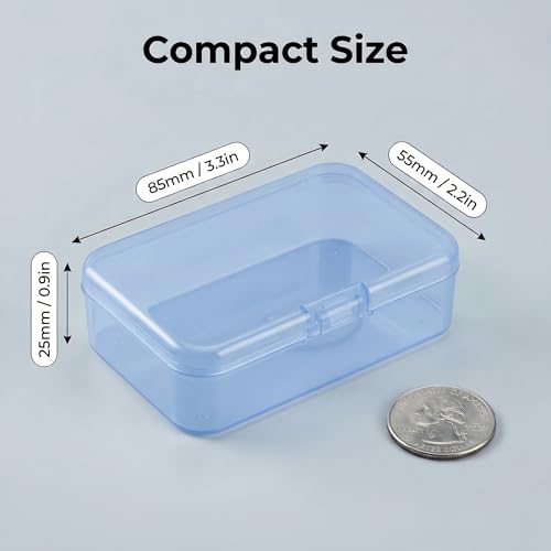 LJY 28 Pieces Rectangular Empty Mini Clear Plastic Organizer Storage Box Containers with Hinged Lids (3.3 x 2.2 x 1 inch, Blue) - color: Blue, size: 3.3 x 2.2 x 1 inch