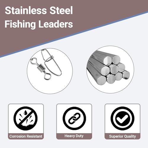 Atibin High Strength Fish Leader Saltwater Line Snap Fishing Leaders Freshwater Stainless Steel Wire Leaders Lures White Nickel - size: #1 (5.9in-20lb) 50pcs