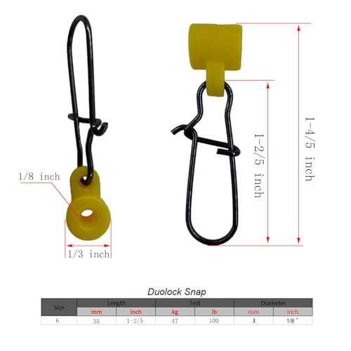 25/50/100 PCS Fishing Line Sinker Slides Duo Lock Snaps High Strength Stainless Steel Sinker Slider Swivel Snap Kit Fishing Tackle - color: Yellow, size: 100 Pieces