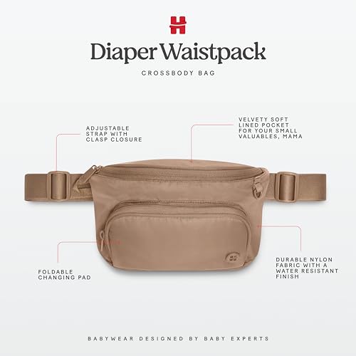 HUGGIES Unisex-Adult Diaper Waistpack Crossbody Bag - color: Brown Ochre