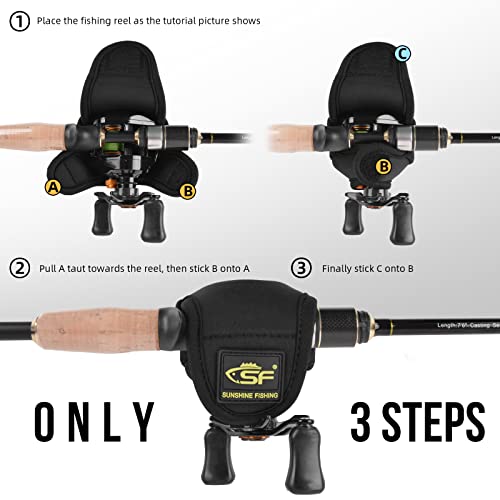 SF Low Profile Casting Baitcast Reels Cover Case Reel Pouch Glove for Fits 50 100 200 300 Series Baitcaster - color: Baitcast 300 Series/Black