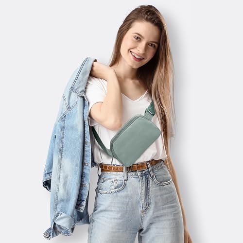 JSJ Mini Fanny Pack for Women & Men,Valentines Day Gifts for Girls Teens Kids Daughter Sister Her,Trendy Stuff Crossbody Bags Cute Everywhere Belt Bags. (Sage Gray) - color: Sage Gray