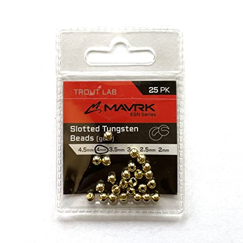 Mavrk Fly Fishing Slotted Tungsten Beads 25pc Refill Pack Euro Nymph Style Flies 5 Essential Colors Gold Silver Copper Black Chartreuse 4 Essential Sizes 4mm 3.5mm 3mm 2.5mm - color: Gold, size: 2.5mm