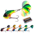 Goture Fishing Lures VIB Tail Spinners Bait Set, Two-Way Spinning Spoon System with Kona Treble Hook, Fixed Tube Anti-Tangle, 3D Eyes Sinking Lures with Tackle Box, Fishing Jigs Fishing Spinner Blade - color: B: 1/4 oz - 6 Pcs with Box